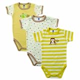 Hudson Baby Bodysuit, Baby Owl, 3 Pack, 0-3 Months by Hudson Baby