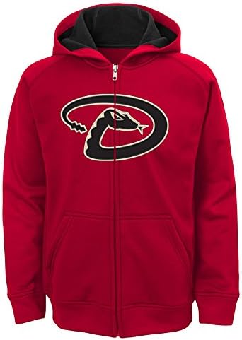 MLB Arizona Diamondbacks Boys 8-20 Team Logo Full Zip Hoodie, Large (14-16), Bright Cardinal