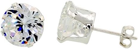 925 Sterling Silver CZ Cubic Zirconia Stud Earrings Brilliant Cut 3MM-10MM (9MM 5.5 Carat)