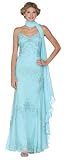 Formal Evening Gown. Aqua Beaded Tank Dress for Prom, Party, Wedding by Sean Collection (1923)
