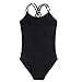 Arshiner Kids Girl's Double Strap Slim Solid Camisole Leotard Black(FBA) 150(Age: 9-10Y)