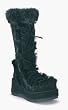 2 3/4 Inch Platform Knee Boots Black Suede Fleece Cuff Gothic Demonia