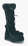2 3/4 Inch Platform Knee Boots Black Suede Fleece Cuff Gothic Demonia