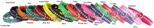 14 inch Crystal & Leather Dog Collar-Rose