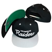 Los Angeles Raiders Black/Silver Two Tone Plastic Snapback Adjustable Plastic Snap Back Hat / Cap