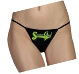 SnowGirl Women Black Intimate Bikini Thongs - Snowmobile Snowboarding Clothing, large, green signature logo