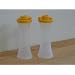 Tupperware Large Hourglass Salt & Pepper Shakers. Golden Seals
