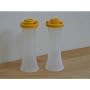 Tupperware Large Hourglass Salt & Pepper Shakers. Golden Seals