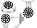 5.92CTW SAPPHIRE RING PLATINUM OVER STERLING SILVER RING EARRINGS AND PENDANT WITH CHAIN SET