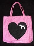 NWT Rare & Cute Victoria Secret Heart Dog Canvas Tote Bag
