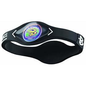 Power Balance Black Wristband with White Lettering - Large