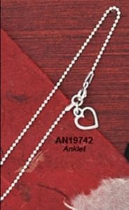 Silver Moon AN19742 Sterling Silver with 9 in. Heart Anklet
