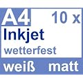Inkjet Klebefolie 10 x DIN A4 wei� matt - Druckerfolie, klebend, zum bedrucken, Wetterfest, Wasserfest f�r Tinte, selbstklebende Inkjet Folie Outdoor