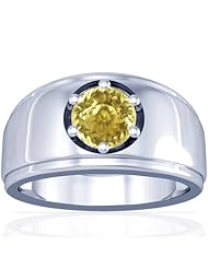 Platinum Round Cut Yellow Sapphire Solitaire Ring