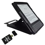 Genuine Leather Case Cover for Amazon Kindle 3 (Adjustable Stand) with USB 2.0 AGPtek All-In-One Card Reader