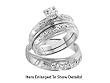 Stunning White Gold 3 Pc. Genuine Diamond Wedding Set for Him and Her " Size 7 For Her and Size 10 For Him "