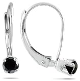 1/4 Carat TW Black Diamond Lever Back Earrings in 14K White Gold