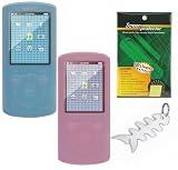 2 Silicone Skin Cases (Clear and Pink) + LCD Screen Protector + Fishbone Style Keychain For the Sony Walkman E Series (NWZ-E463, NWZ-E464 and NWZ-E465) Walkman® Video MP3 Player