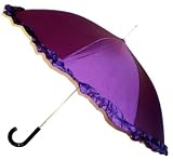 Purple Ruffle Parasol Umbrella; Can be used in the Rain or Sun (Great Gift for Women & Girls)