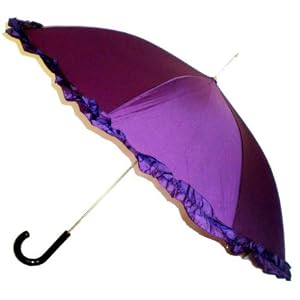 Purple Ruffle Parasol Umbrella; Can be used in the Rain or Sun (Great Gift for Women & Girls)