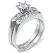 Jewelry : Sterling Silver Cubic Zirconia CZ Wedding Engagement Ring Set