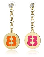 Betsey Johnson "Status" Emblem Medallion Drop Earrings