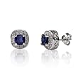 FOJO's Diamonds in Silver Synthetic Blue Sapphire Stud Earrings (.10 ct. tw.)