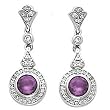 14K White Gold Amethyst and Diamond Earrings