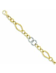 Genuine 14K Two-Tone Two Tone Polished Fancy Link Bracelet 7.5 Inches 4 Grams Of Gold 100% Satisfaction Guaranteed.
