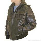 Boys Brown Zip Through Real Leather Hooded M1B