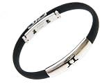 Horoscope Zodiac Signs Gemini Bracelet. Stainless Steel Gemini on Super Black Silicon Band Jelly Bracelet