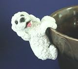 4 White Poodle Puppy Dog Flower Pot Hanger Accessory Figurine