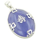 Amulet Good Luck And Wealth Purple Jade 925 Silver Pendant