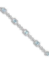 Sterling Silver Diamond & Light Swiss Blue Topaz Bracelet