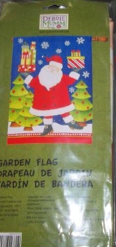 Debbie MummCHRISTMAS FLAG 28" X 40" SANTA with GIFTS & CHRISTMAS TREES