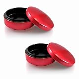 Ensemble-cadeau: 2 Boites &agrave; bijoux laqu&eacute;es rondes - Rouge