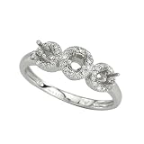 3 Diamond 1/5 ct. Semi Mount Bridal Engagement Ring in 14K White Gold