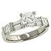 Round/Baguette Diamond Engagement Ring .88cttw (CZ ctr