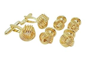 Gold knot Cufflinks and Studs Set Unique Set by Men's Collections (cs8)