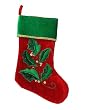 17" Red and Green Holly Berry Sequined Christmas Stocking