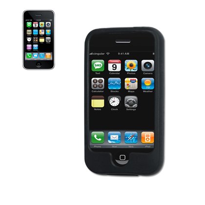 Fashionable Perfect Fit Soft Silicon Gel Protector Skin Cover (Faceplate/Snap On) Rubber Cell Phone Case with Screen Protector for Apple iPhone 3G 8GB 16GB / 3GS 16GB 32GB AT&T - Black