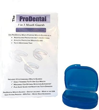 Mouth Guard BPA Free,Teeth Grinding Night Guard,Athletic Mouth Guard, Whitening Tray- Includes 3 Customed for Comfort Dental Guards - Made In USA Plus a Dental Case Used For Retainer, Guards And More