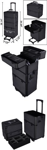 Black Train Beauty Cosmetic Makeup Case on Wheels