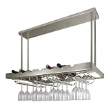 Lighted Hanging Wine Rack with Glass Storage
