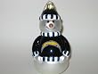 SAN DIEGO CHARGERS 6" tall and 3" wide Blown Glass Snowman CHRISTMAS ORNAMENT