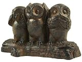 See No Evil, Hear No Evil, Speak No Evil Cast Iron Three Wise Owls Statue
