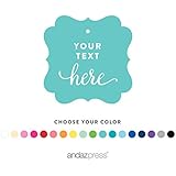 Andaz Press Fully Personalized Collection, Fancy Frame Square Gift Tags, Custom Made Any Name, Your Text Here, 24-Pack, For Presents, Gifts, Favors, Boxes, and Treat Bags