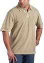 IZOD Men's Short Sleeved Rockwash Pigment Dye Pique Polo Shirt With Twill Collar