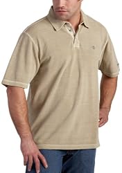 IZOD Men's Short Sleeved Rockwash Pigment Dye Pique Polo Shirt With Twill Collar