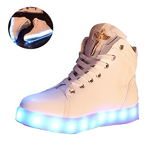 New Women LED Light Luminous Sneaker High Top Lovers Athletic Shoes USB Charge